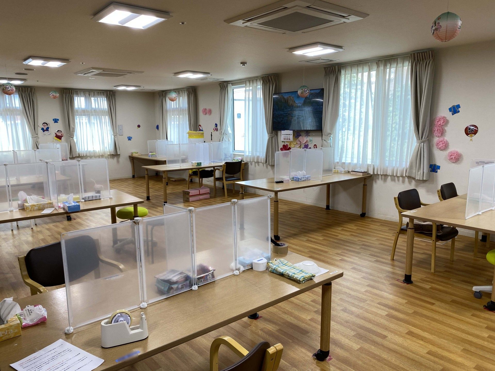 明るく広々とした活動室