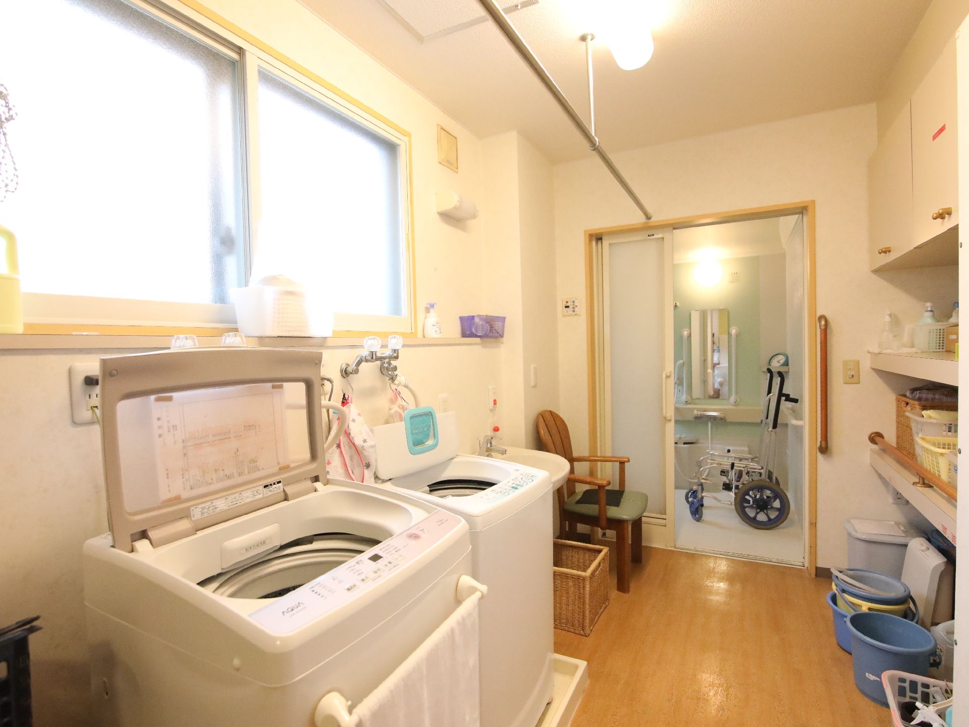 介護施設内に設置してあるランドリーと水場