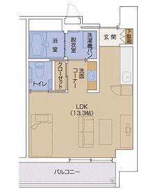 サービス付き高齢者向け住宅 ケアタウン山の田のBタイプの間取り図