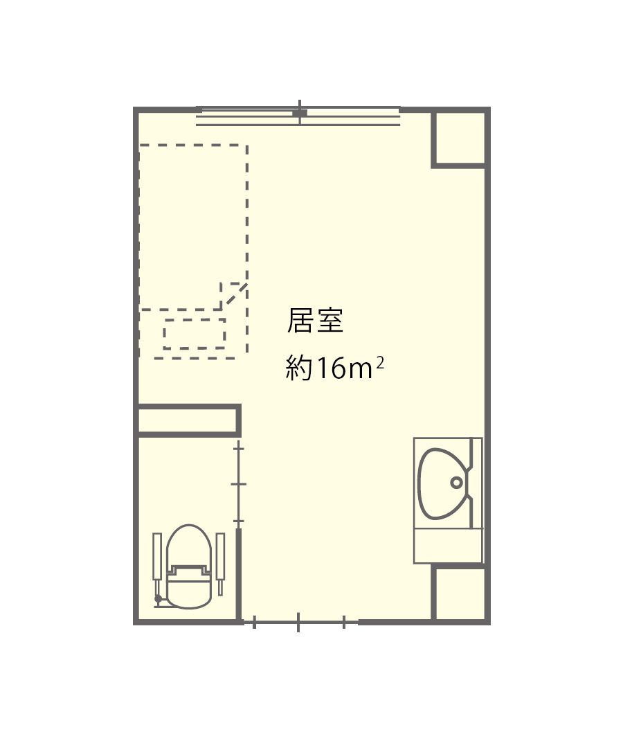 ゆとり庵北越谷 ナーシングホームの居室の間取り図