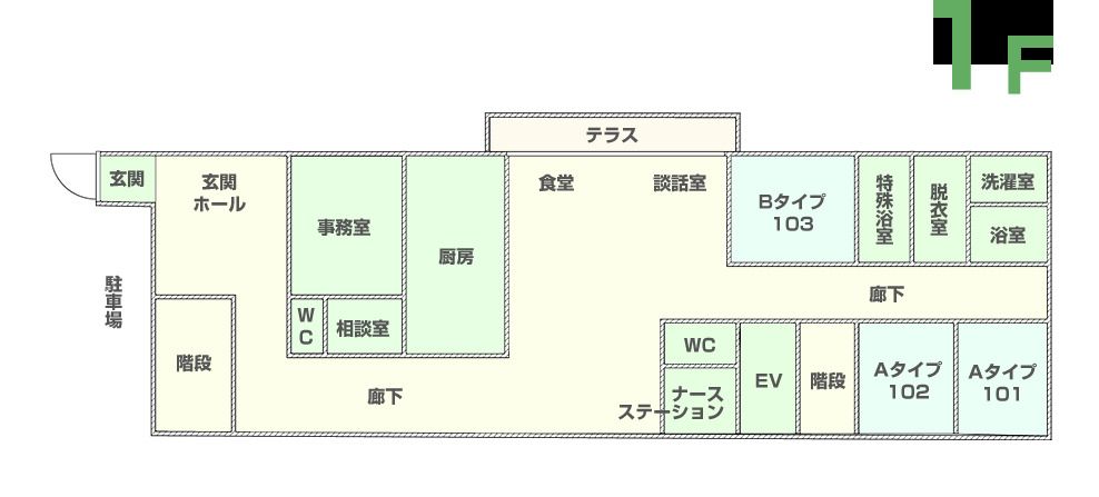 リスペクト稲毛の1Ｆのフロアマップ