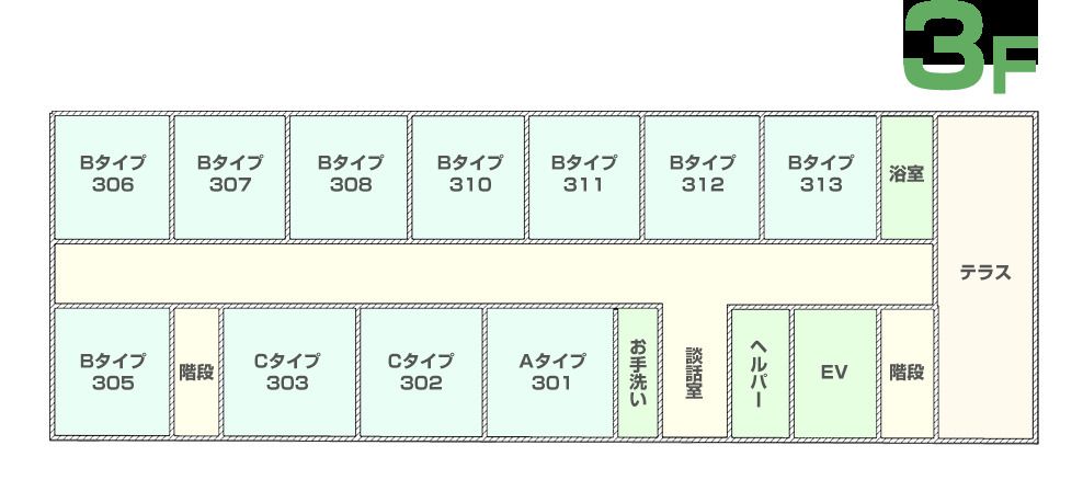 リスペクト稲毛の3Ｆのフロアマップ