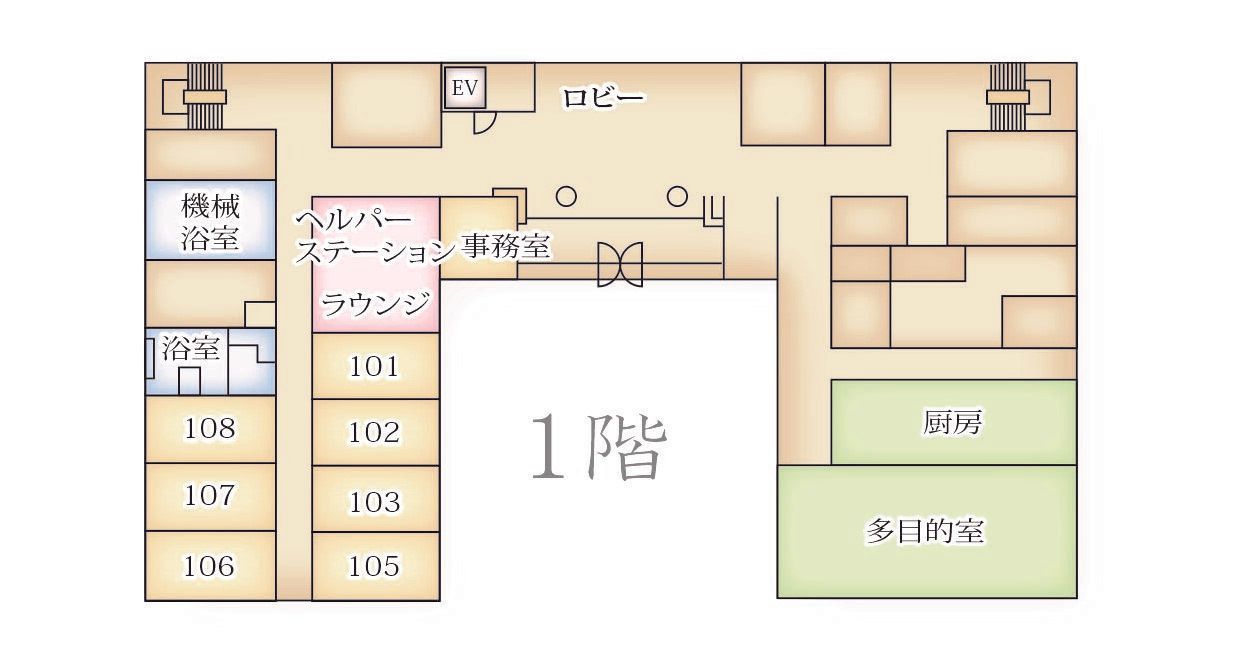 ソラスト大宮の1階のフロアマップ