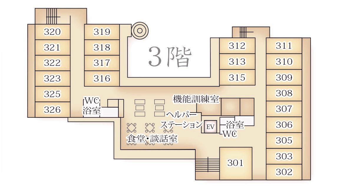 ソラストさいたま中央の3階のフロアマップ