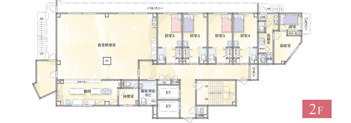 かえでシニアアルヴァンタウンの2Ｆのフロアマップ