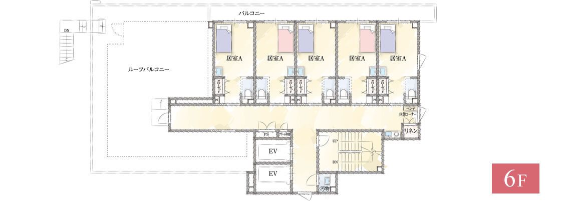 かえでシニアアルヴァンタウンの6Ｆのフロアマップ