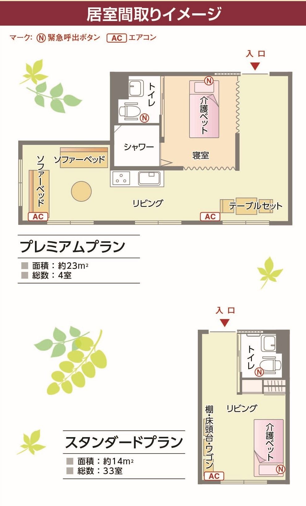 ファミリー・ホスピス京都北山ハウスの居室の間取り図