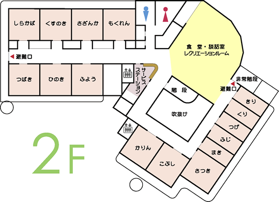 多機能な施設のフロアプラン