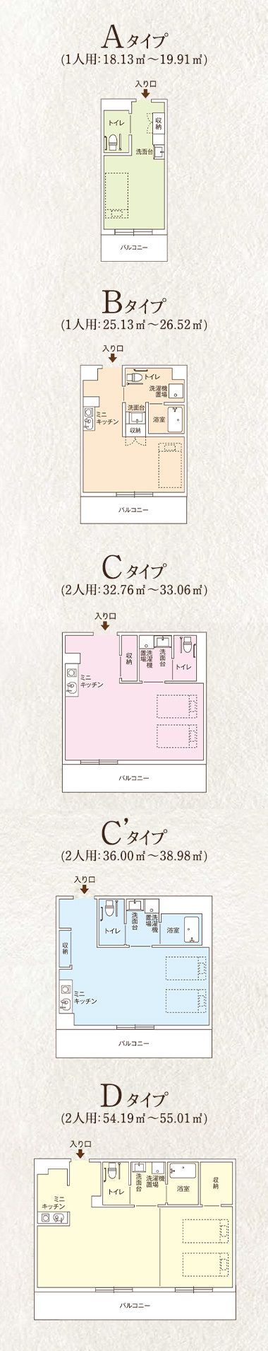 ココファン伊勢佐木長者町の居室の間取り図
