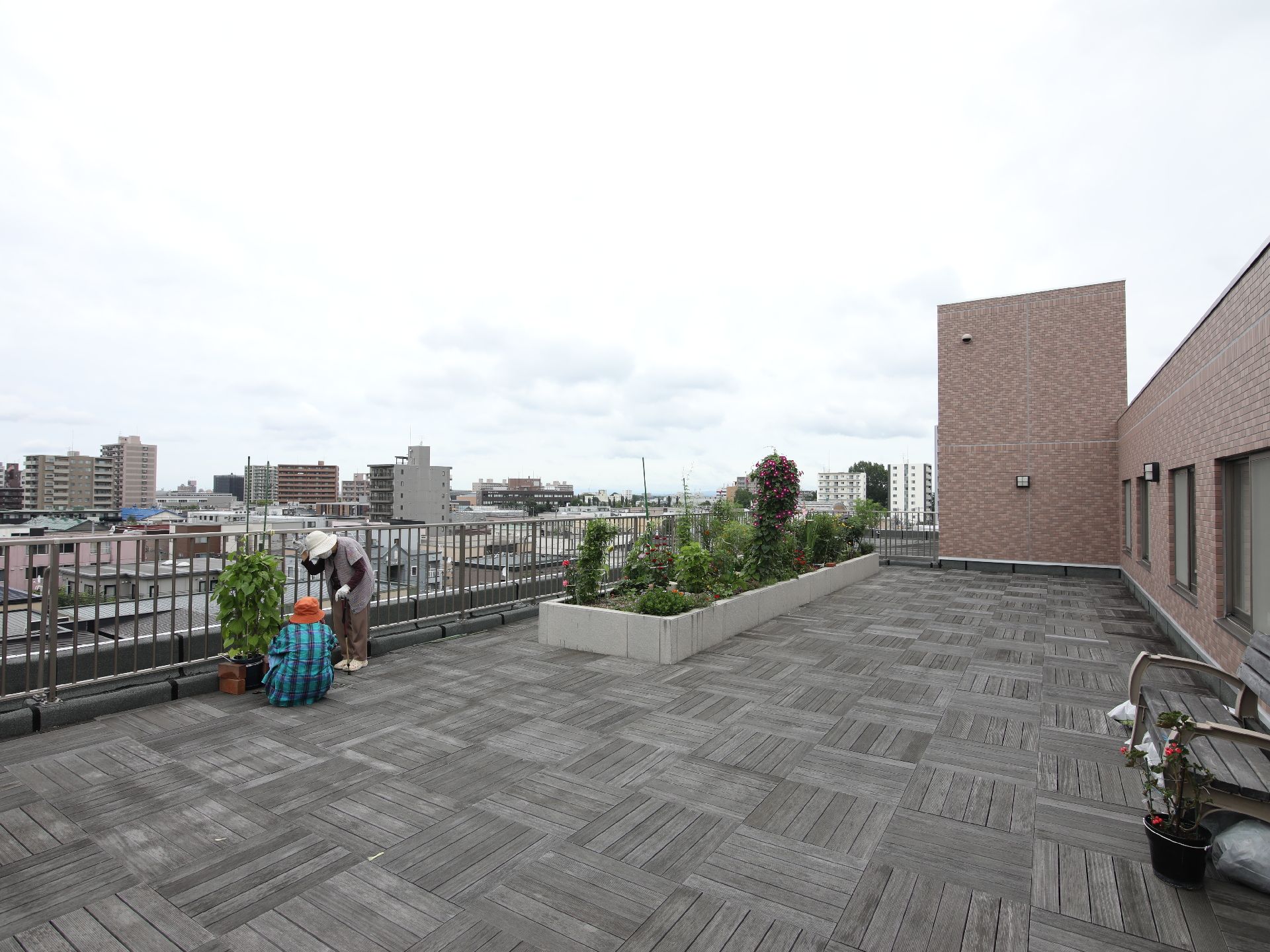 屋上に設置されている花壇