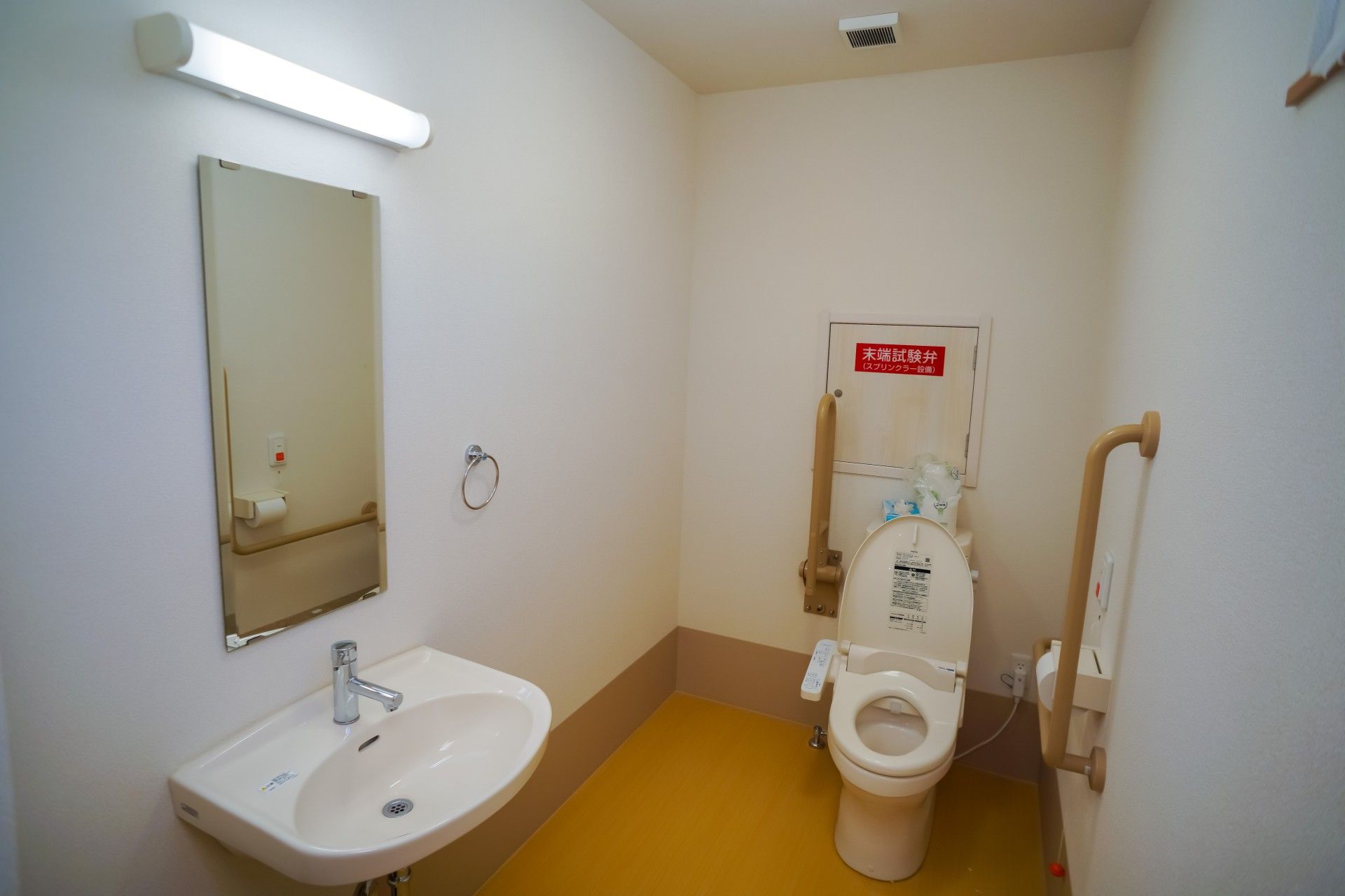 洗面台がトイレと同じスペースにある