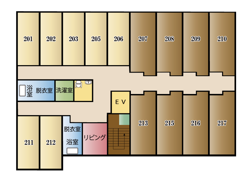 居室と共用スペースの配置図