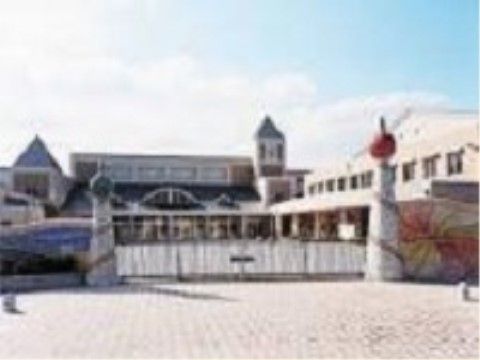 施設の近所には小学校がある。横幅のある校門で、建物はＬ字型となっている。中央にはグラウンドが設けられている。