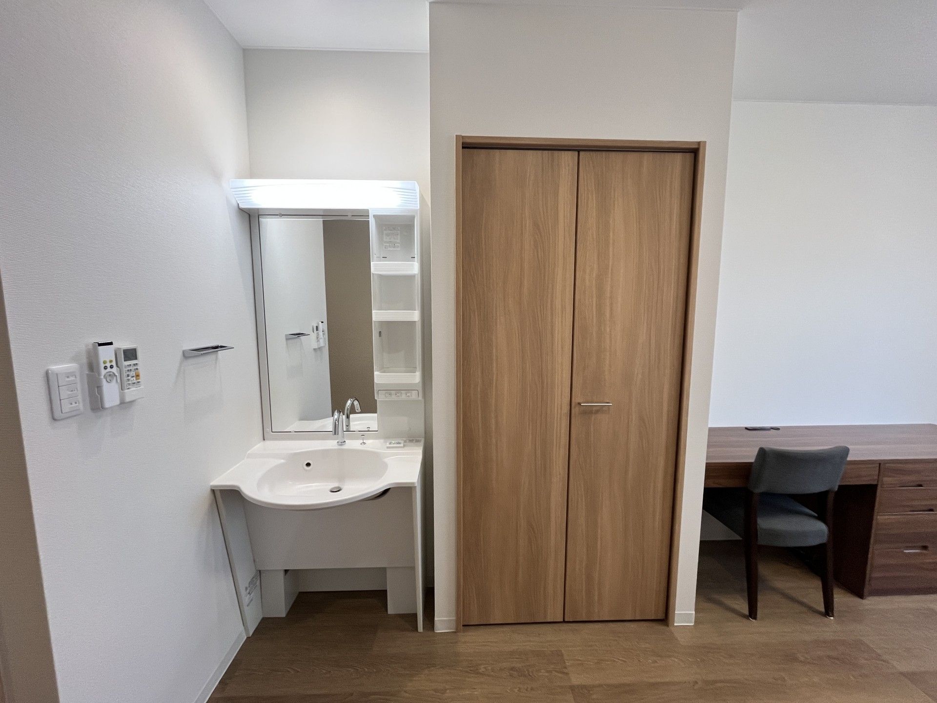 洗面台と収納のある部屋