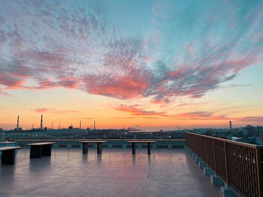 屋上夕焼け