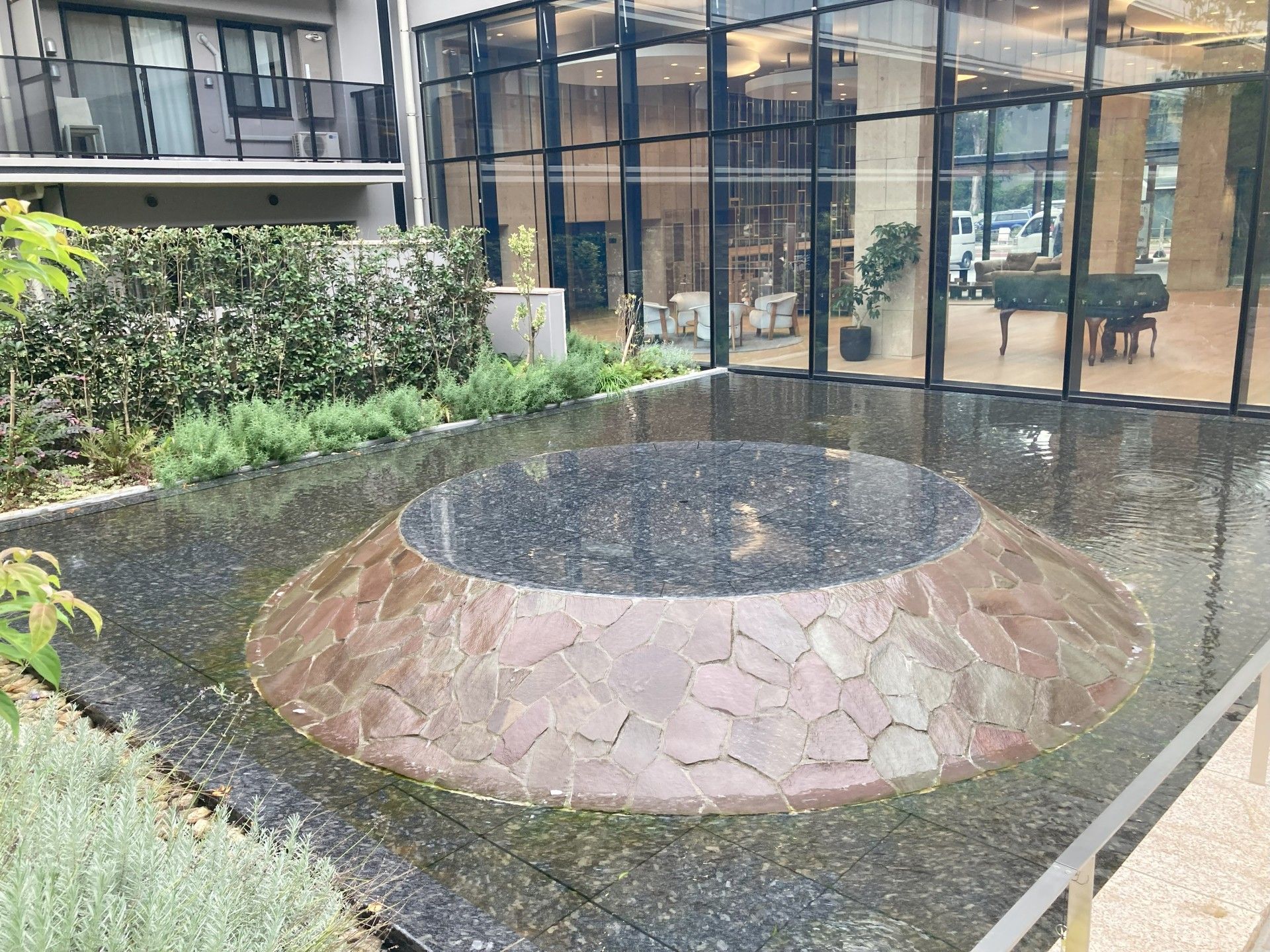 緑豊かな中庭の風景
