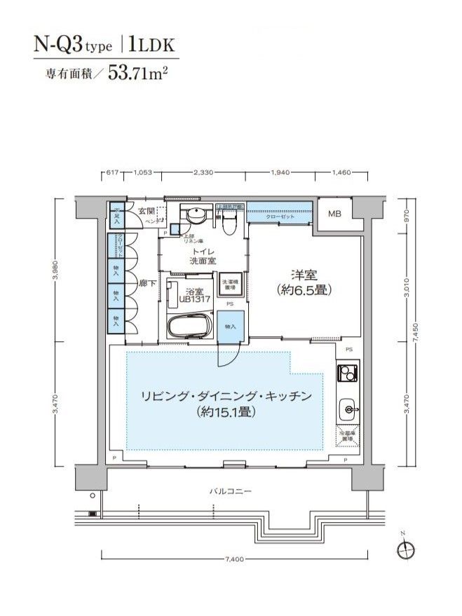 N-Q3typeの間取り図