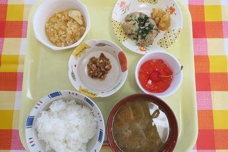 彩り豊かな食事のトレー