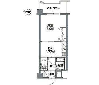 ライフハウス浦和2の1DKの間取り図