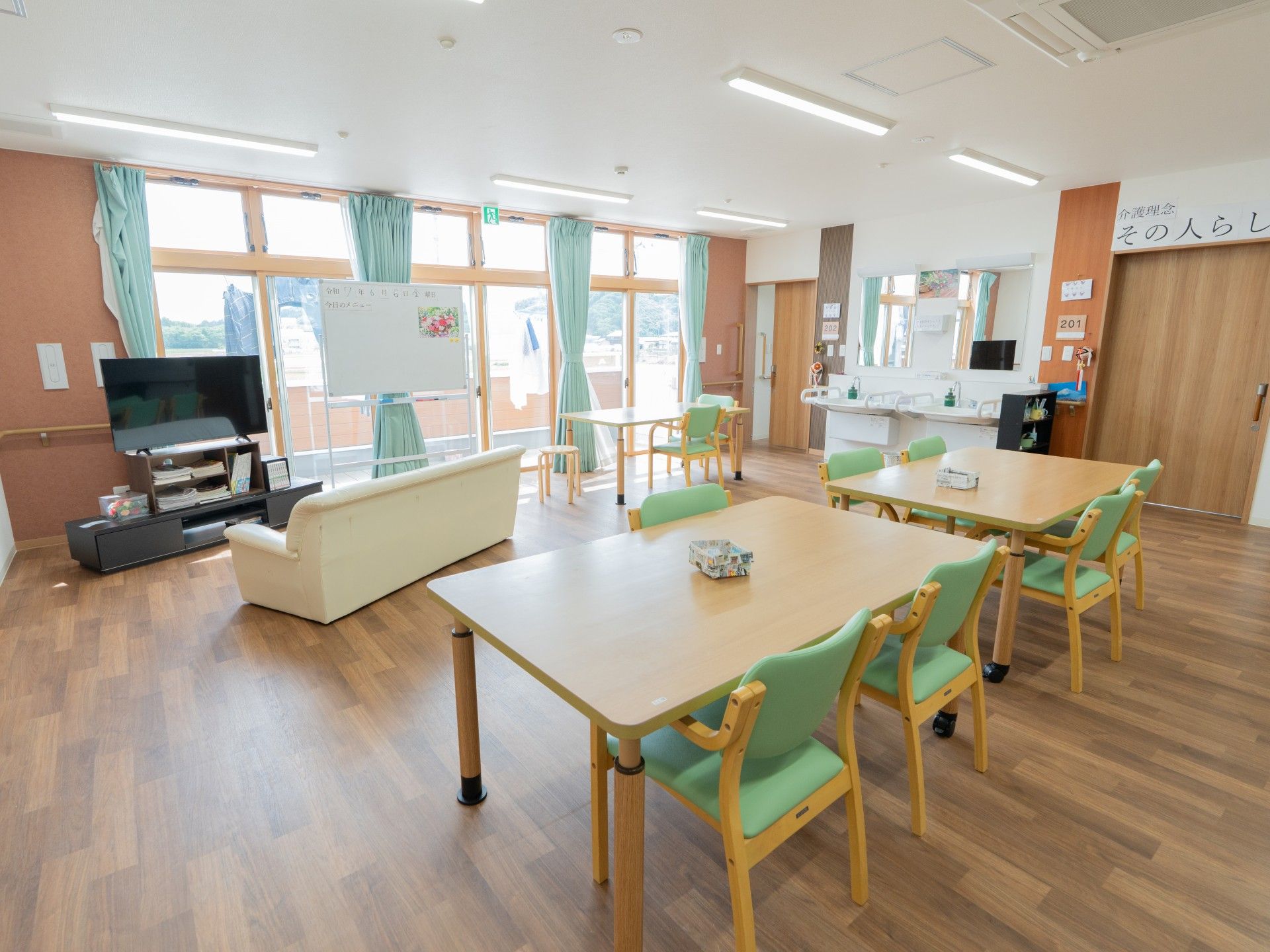 明るい共有スペース