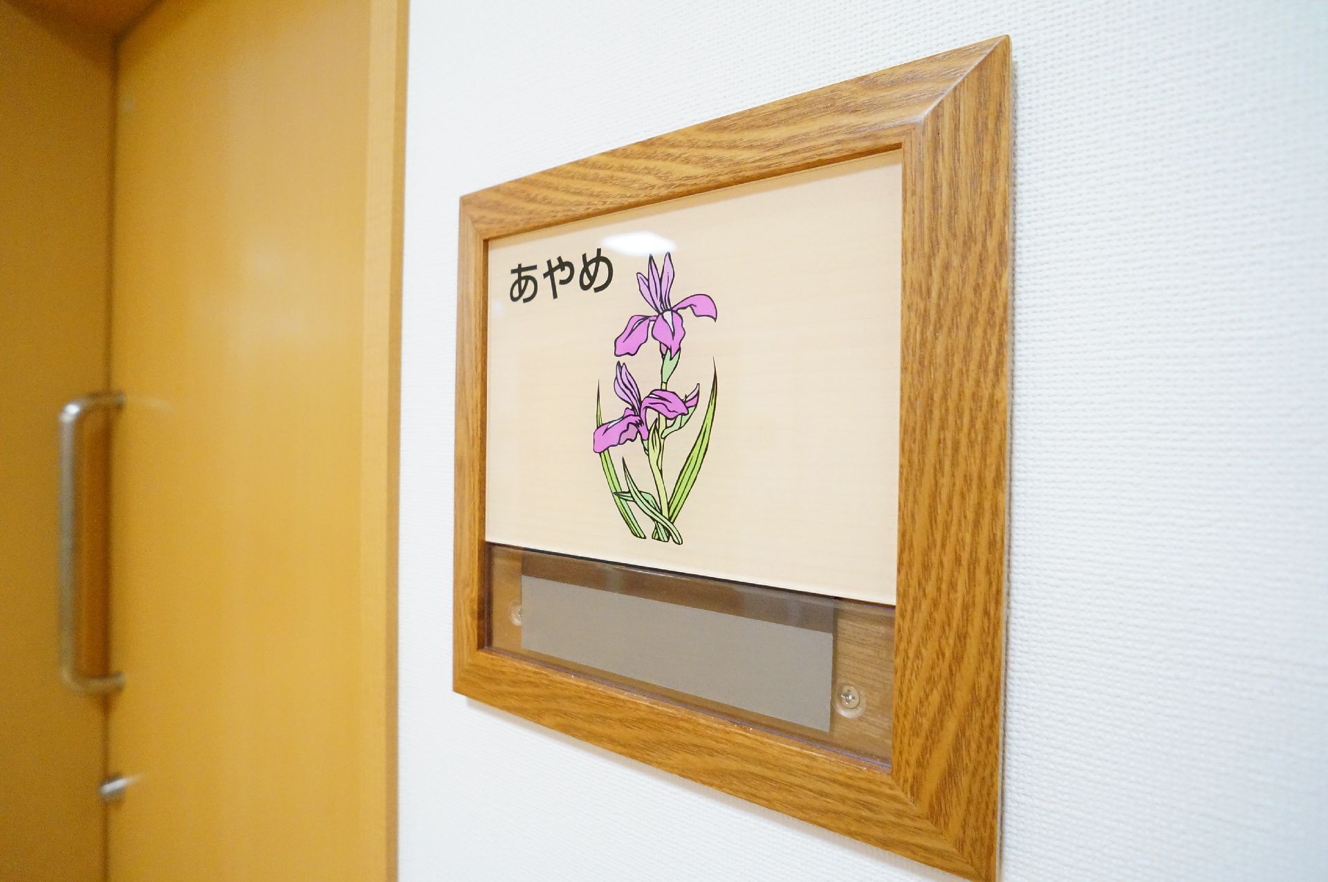 花の名前と絵が描かれたネームプレート