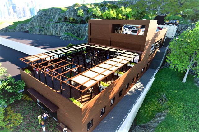 屋上庭園のある建物