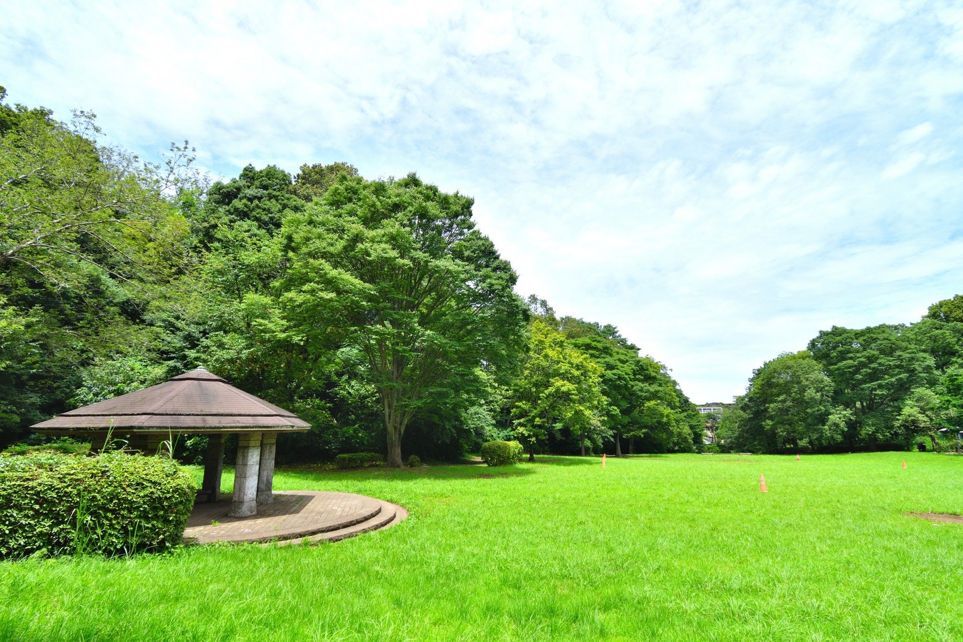 玄関前に手すり付きの階段が設置された建物