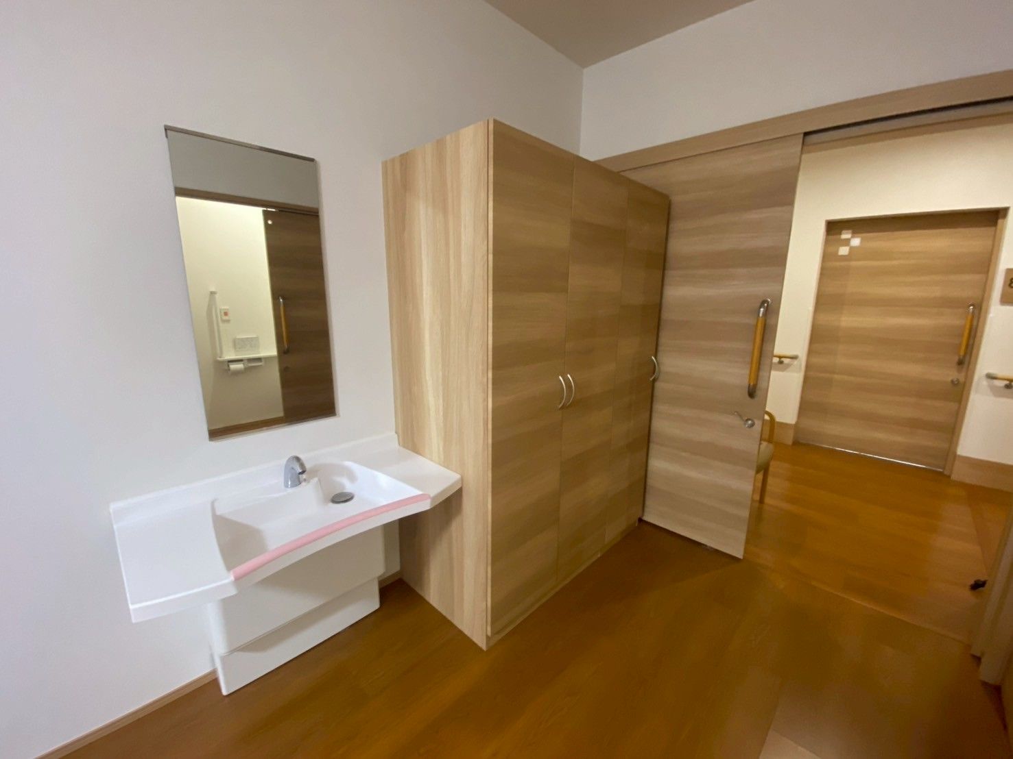 洗面台と収納のある部屋