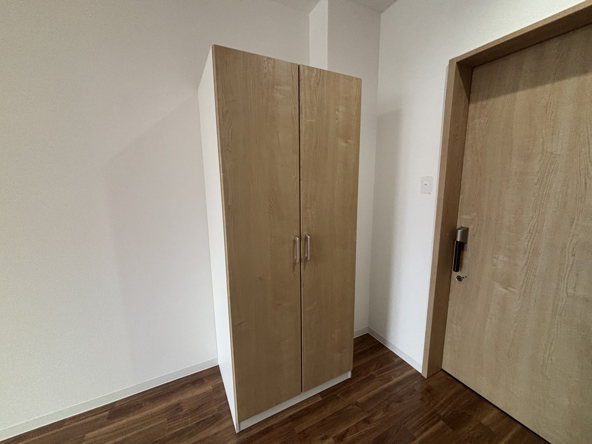 木製の収納と扉