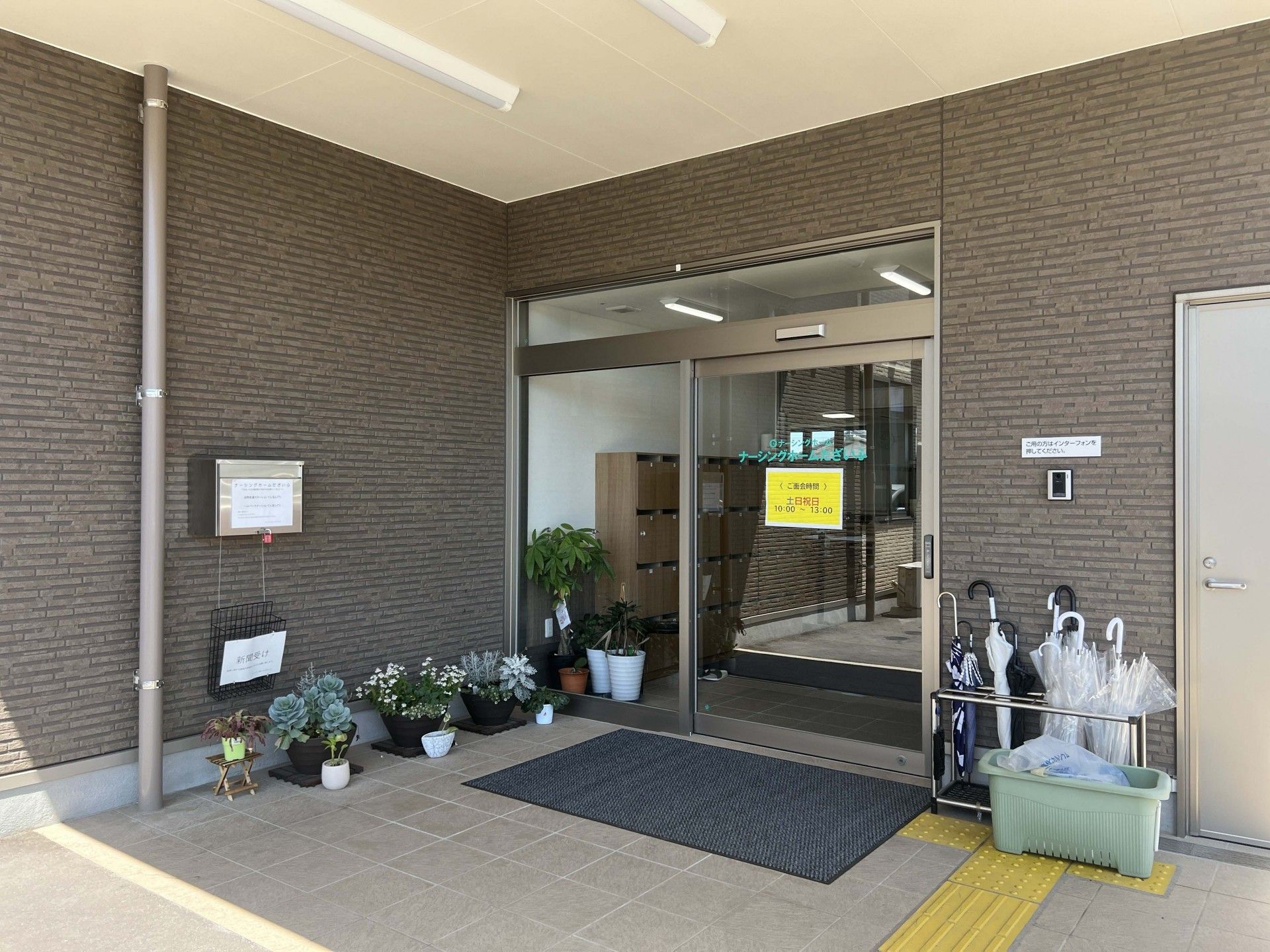 入口と植物のあるエントランス