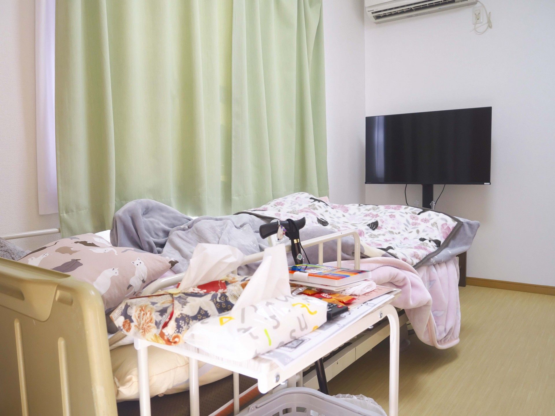 ベッドとテレビのある部屋