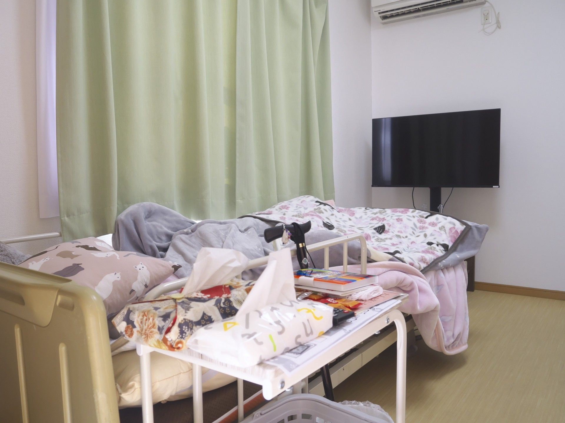 ベッドとテレビのある部屋