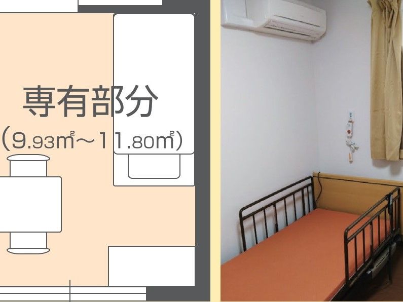 居室のベッドとレイアウト図