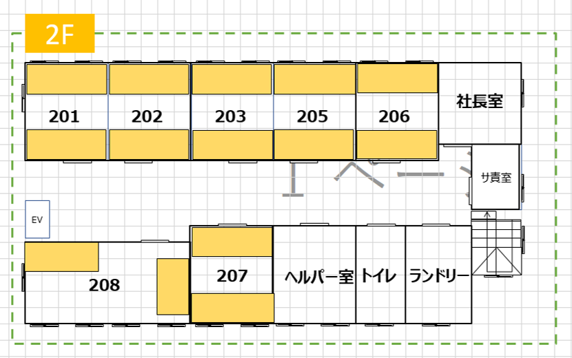 個室配置の施設フロア図