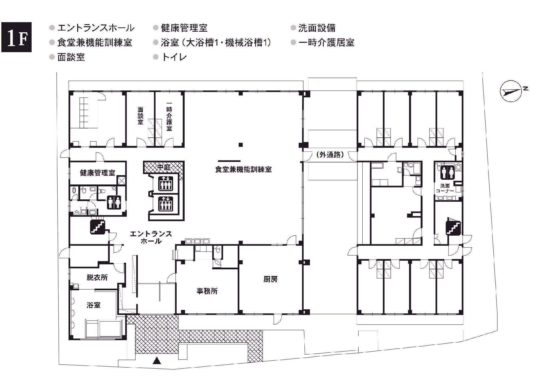 ライフコミューン新小岩の1Ｆのフロアマップ