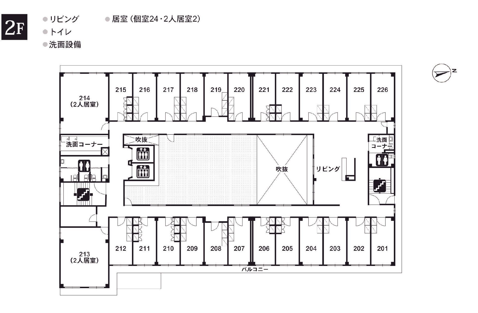 ライフコミューン新小岩の2Ｆのフロアマップ