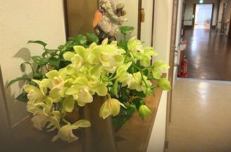 廊下の花飾り