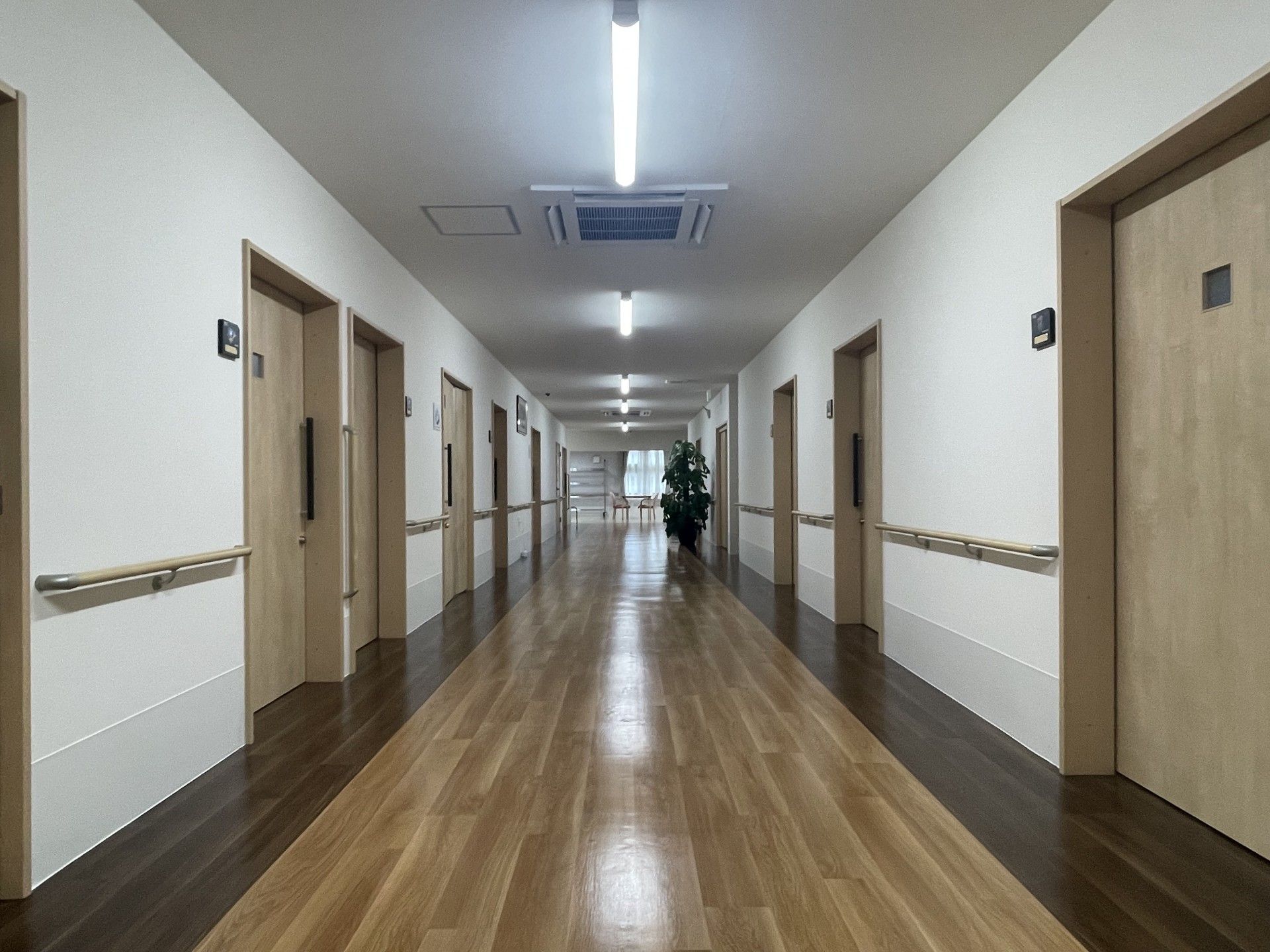 明るく広々とした廊下