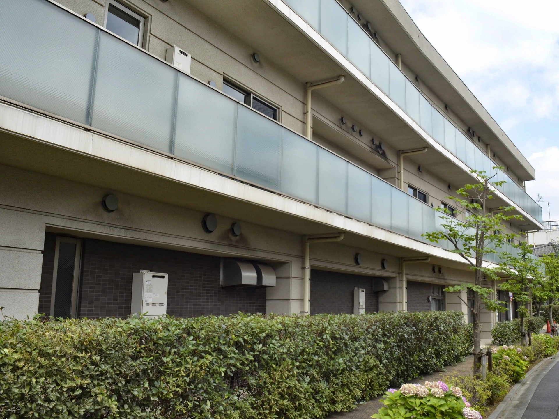 緑に囲まれた建物外観