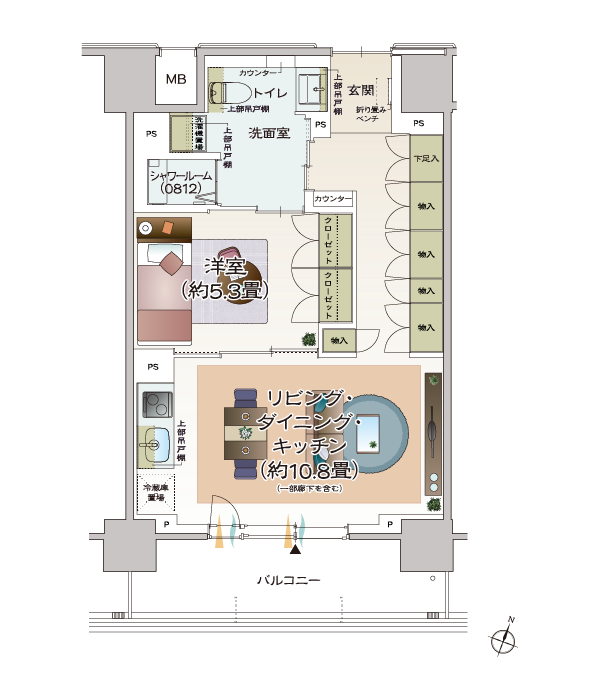 居室とリビングの間取り図