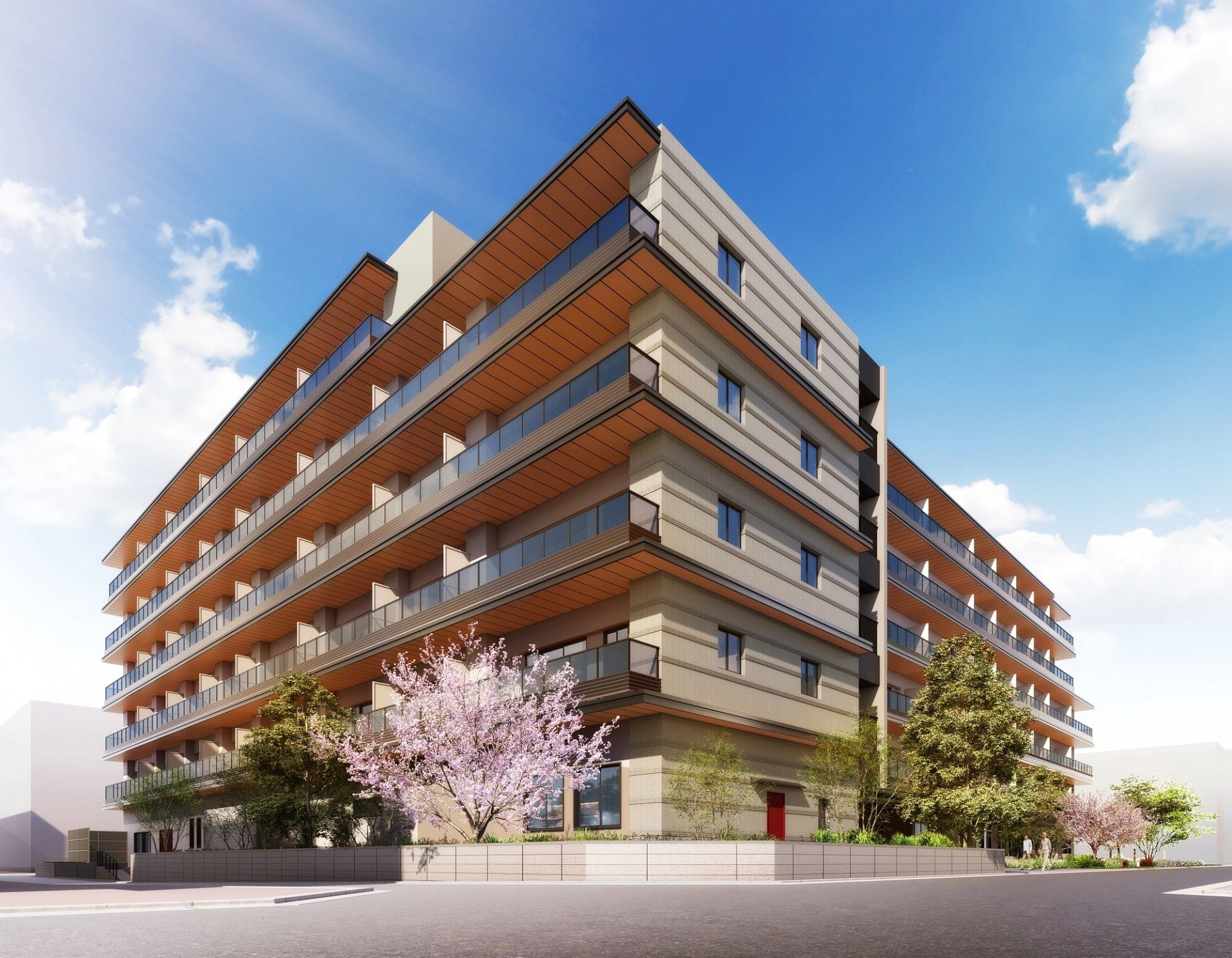 桜の咲く建物外観