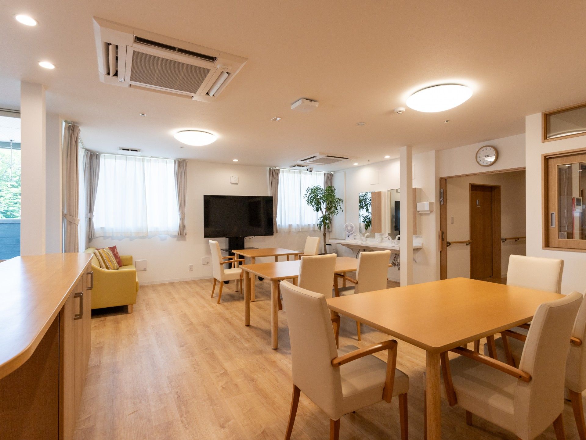 明るい共有スペース