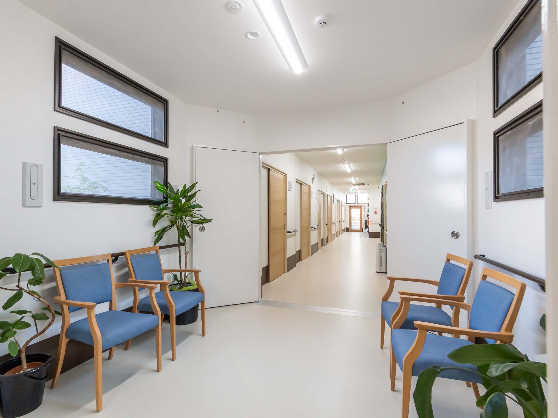 明るい廊下と椅子