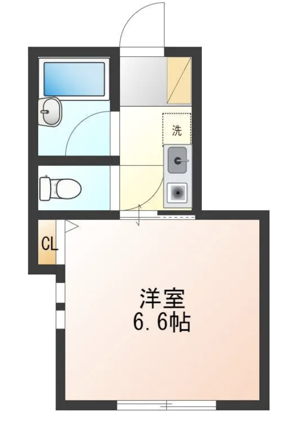 洋室と水回りの間取り図