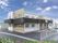 花に囲まれた建物の外観