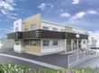 花に囲まれた建物の外観
