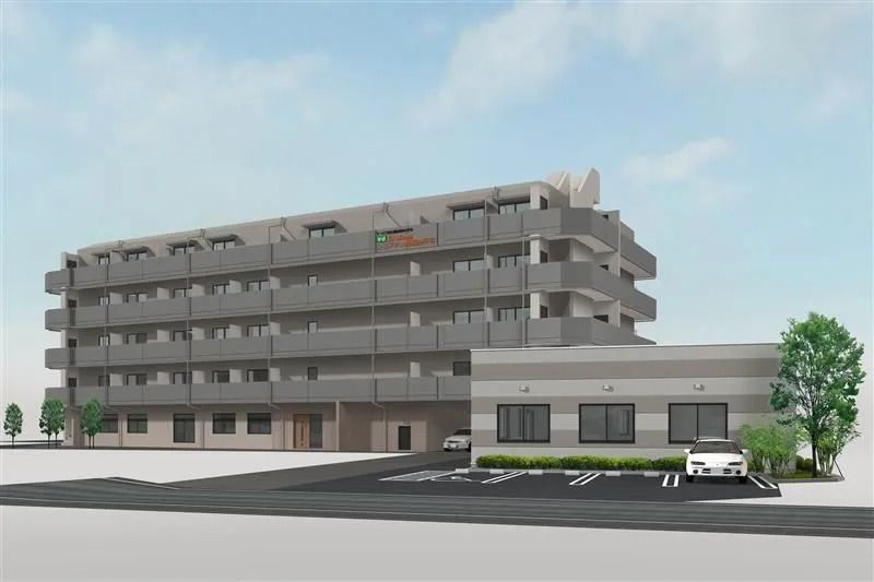 駐車場のある建物外観