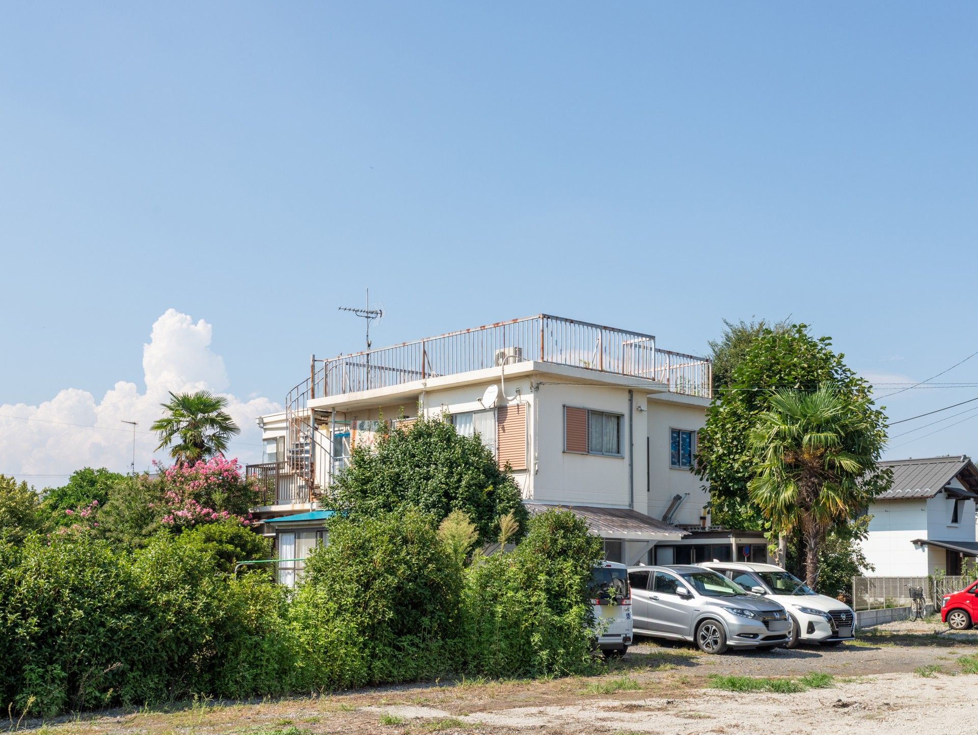 緑に囲まれた建物外観