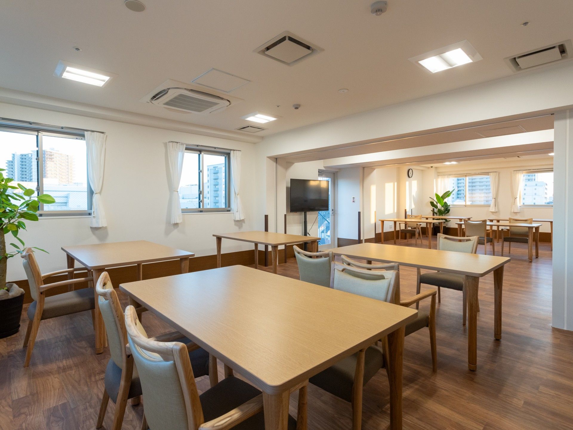 明るい共有スペース