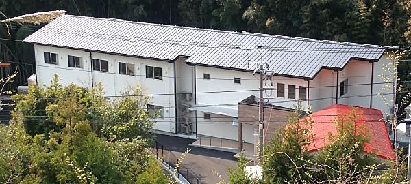 緑に囲まれた建物外観
